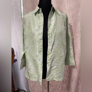 Jones New York Mint Paisley Silk Shirt